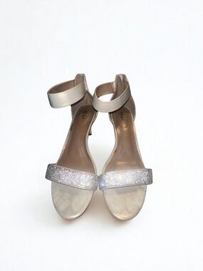 Style & Co. Champagne Ankle-Strap Heels with Crystal Toe Band